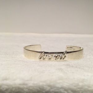 Fallon Silver Tone Copper "loved" cuff bracelet